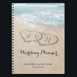 Tropical Vintage Beach Heart Shore Wedding Planner Notebook<br><div class="desc">Beach destination summer wedding planning notebook featuring a summer tropical beach island background,  a vintage sandy beach with two hearts in the shoreline,  your initials,  name and wedding date.</div>