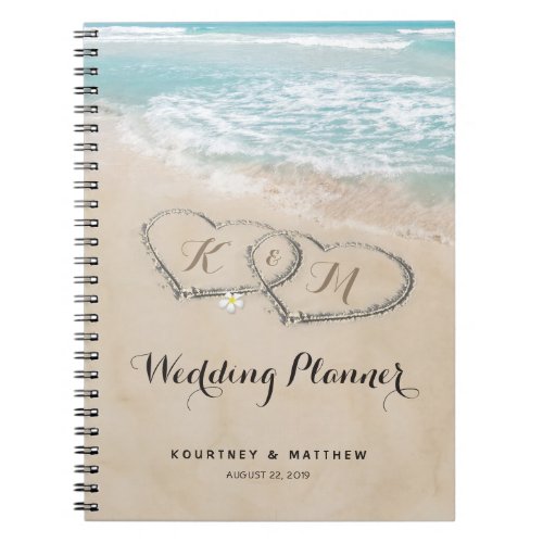 Tropical Vintage Beach Heart Shore Wedding Planner Notebook