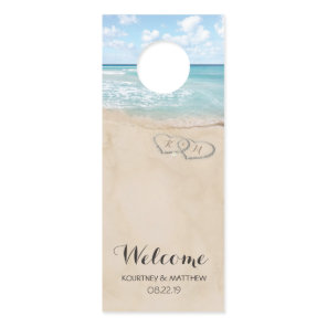 Tropical Vintage Beach Heart Shore Wedding Welcome Door Hanger