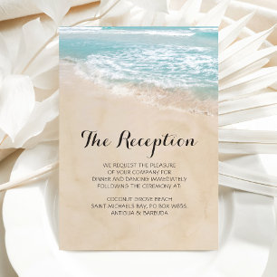 Tropical Vintage Beach Heart Wedding Reception Enclosure Card