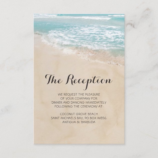 Tropical Vintage Beach Heart Wedding Reception Enclosure Card