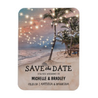 Tropical Vintage Beach Lights Fridge Save the Date Magnet