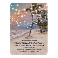 Tropical Vintage Beach Lights Wedding Card
