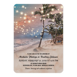 Tropical Vintage Beach Lights Wedding Card