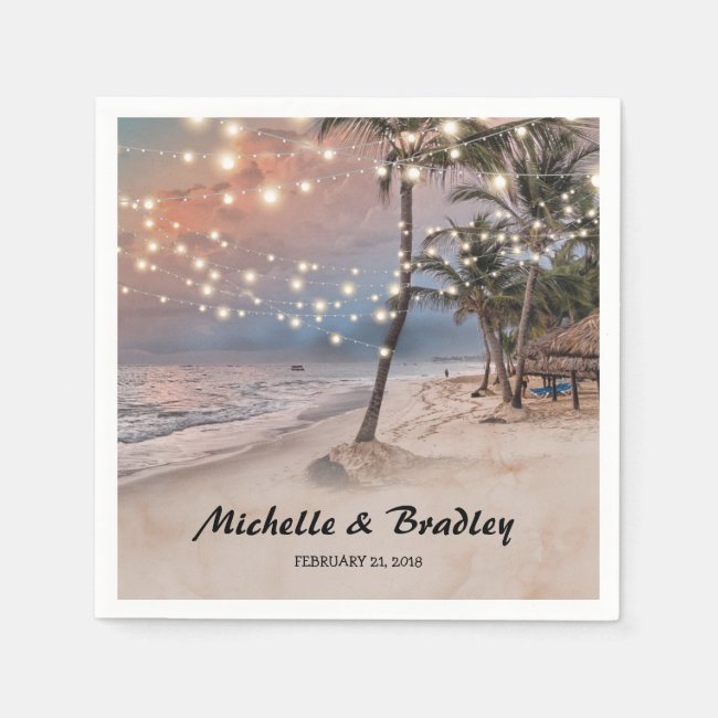 Tropical Vintage Beach Lights Wedding Paper Napkin