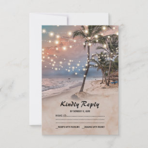 Tropical Vintage Beach Lights Wedding RSVP