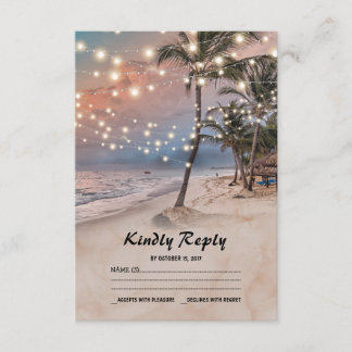 Tropical Vintage Beach Lights Wedding RSVP