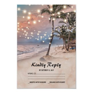Tropical Vintage Beach Lights Wedding RSVP