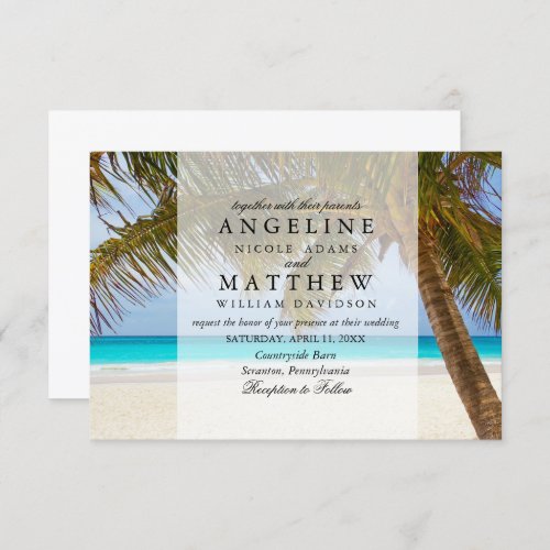 Tropical Vintage Beach Shore Palm Wedding Invitation