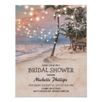 Tropical Vintage Beach String Lights Bridal Shower Invitation