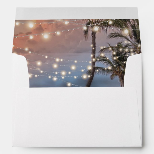 Tropical Vintage Beach String Lights Envelope (Back (Bottom))