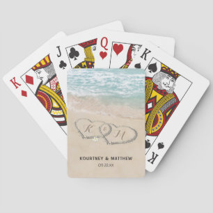 Tropical Vintage Beach Wedding Favor Poker Cards