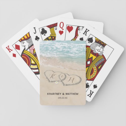 Tropical Vintage Beach Wedding Favor Poker Cards