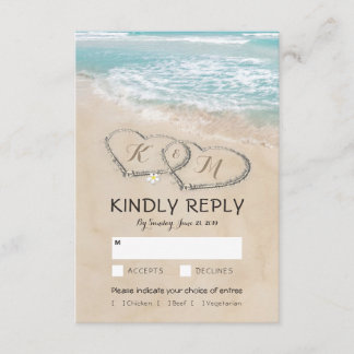 Tropical Vintage Beach Wedding RSVP Entree Choices