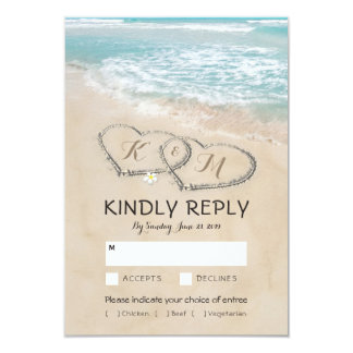 Tropical Vintage Beach Wedding RSVP Entree Choices Card