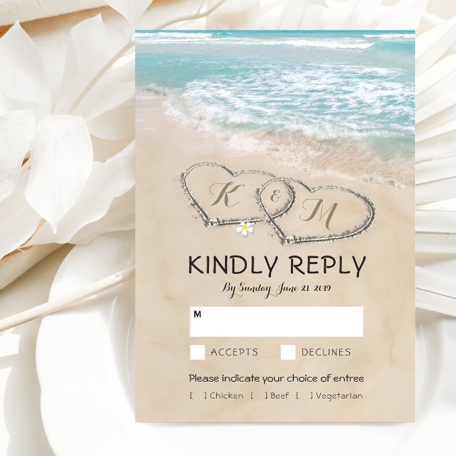 Tropical Vintage Beach Wedding RSVP Entree Choices Card (Creator Uploaded)