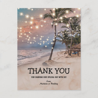 Tropical Vintage Beach Wedding Thank You