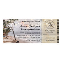 Tropical Vintage Beach Wedding Tickets with rsvp Invitation