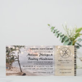 Tropical Vintage Beach Wedding Tickets with rsvp Invitation (Standing Front)