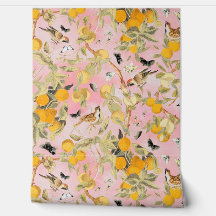 Tropical Vintage Birds In Fruit Garden Chinoiserie