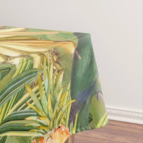 Tropical Vintage Birds in Jungle Paradise yellow Tablecloth