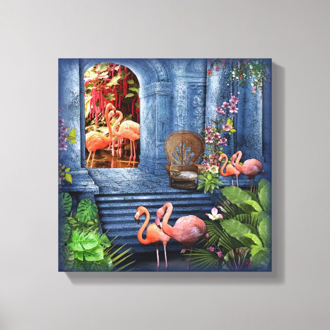 Tropical Vintage Blue Marble Palace Canvas Print (Front)