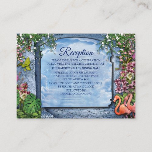 Tropical Vintage Blue Marble Palace Enclosure Card