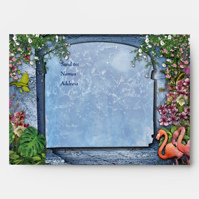 Tropical Vintage Blue Marble Palace Envelope (Front)