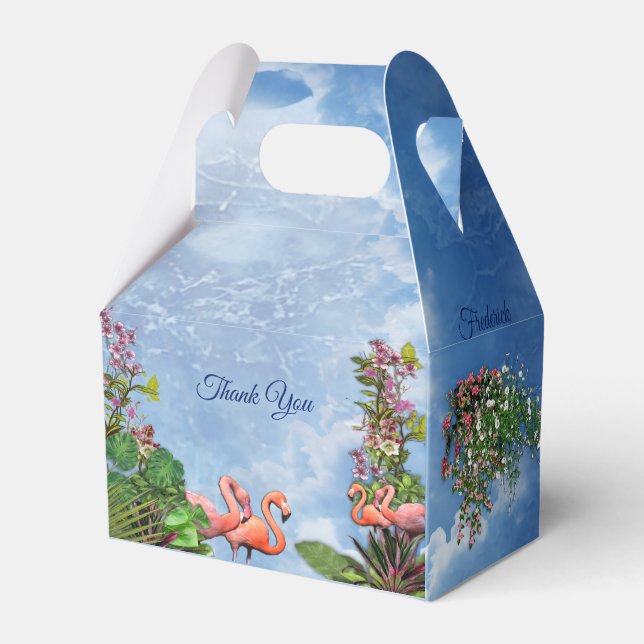 Tropical Vintage Blue Marble Palace Favor Boxes (Front Side)