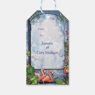 Tropical Vintage Blue Marble Palace Gift Tags