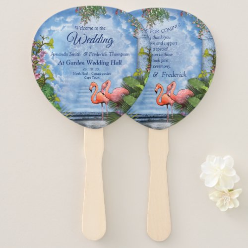 Tropical Vintage Blue Marble Palace Hand Fan