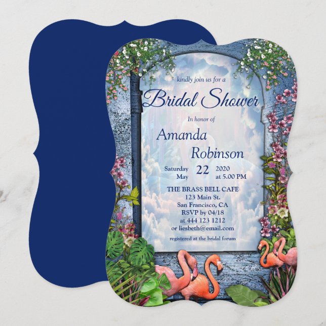 Tropical Vintage Blue Marble Palace Invitation (Front/Back)