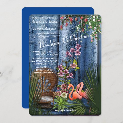 Tropical Vintage Blue Marble Palace Invitation