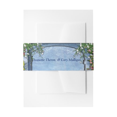 Tropical Vintage Blue Marble Palace Invitation Belly Band