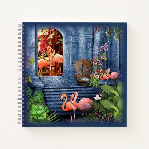 Tropical Vintage Blue Marble Palace Notebook