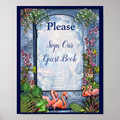 Tropical Vintage Blue Marble Palace Poster