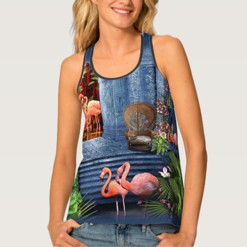 Tropical Vintage Blue Marble Palace Tank Top