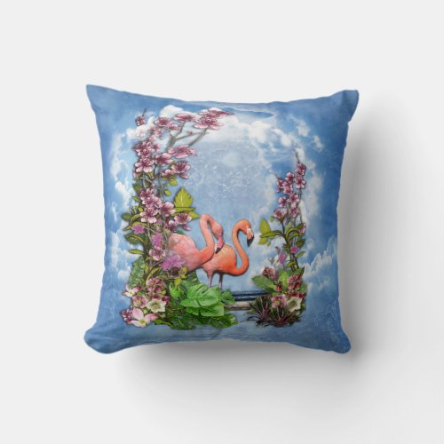 Tropical Vintage Blue Marble Palace Throw Pillow