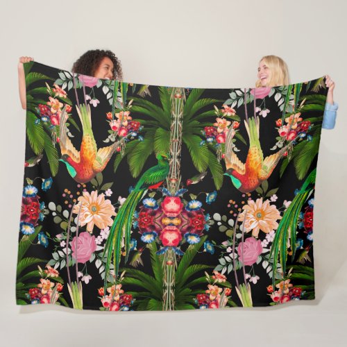 Tropicalvintageexoticsummerbirdshummingbird Fleece Blanket