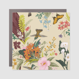 Tropical Vintage Floral Tapestry Car Magnet