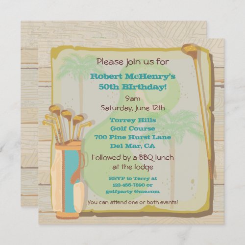 Tropical Vintage Golf Party Tournament Invitation