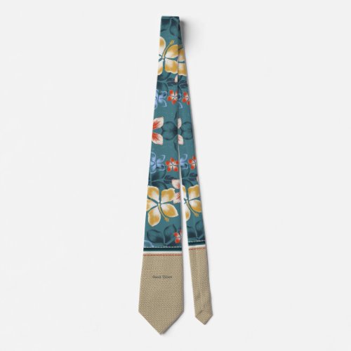 Tropical Vintage Hawaiian Islands Surfer Neck Tie