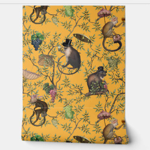 Tropical Vintage Monkey Gardenparty Chinoiserie Wallpaper