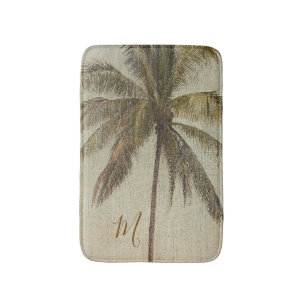 Tropical Vintage Palm Tree Elegant Bath Mat