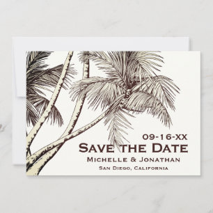 Tropical Vintage Palm Trees Beach Wedding Save The Date