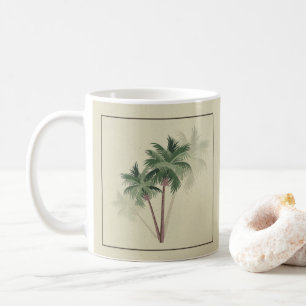 Tropical Vintage Palm Trees on Pale Green Coffee Mug