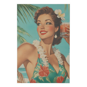 Tropical Vintage Paradise Vibes Faux Canvas Print