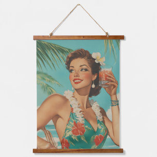 Tropical Vintage Paradise Vibes Hanging Tapestry