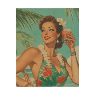 Tropical Vintage Paradise Vibes Wood Wall Art