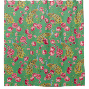 Tropical Vintage Peacock Garden Rococo Chinoiserie Shower Curtain
